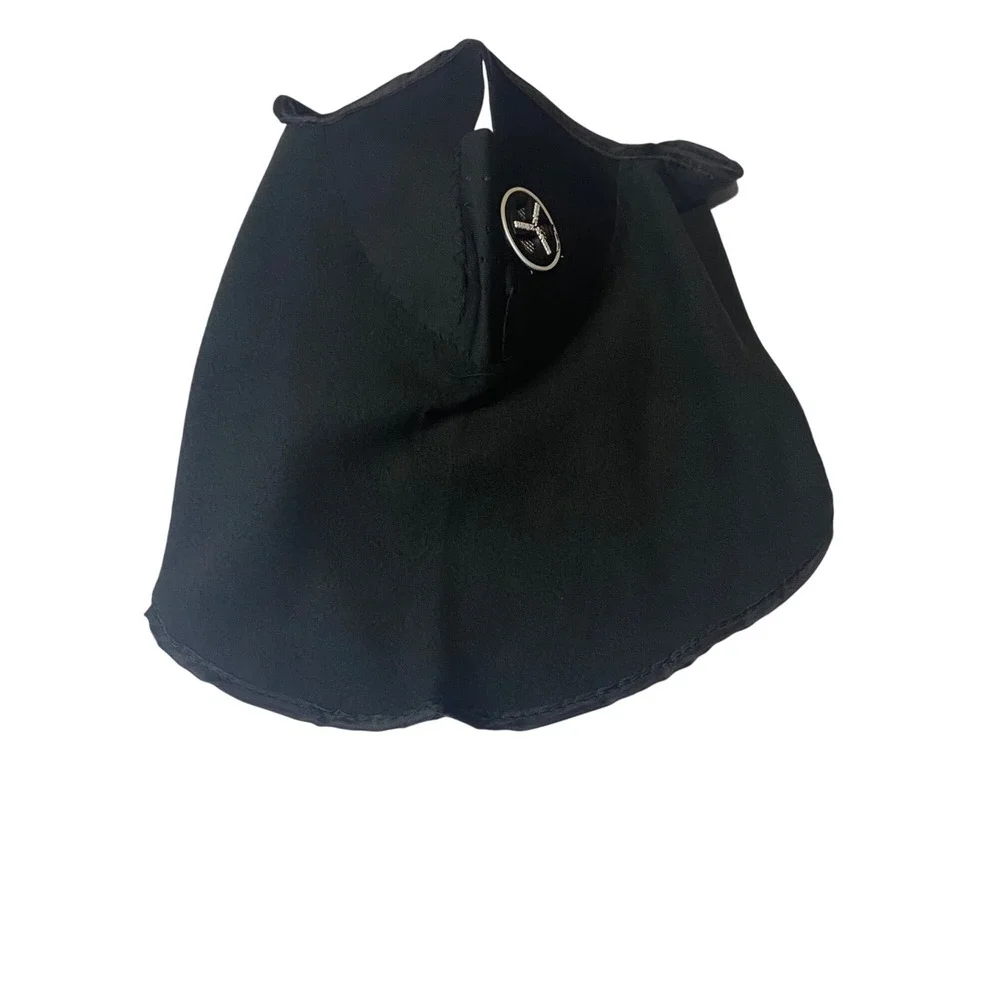Black Neoprene Face Mask Neck Warmer With Button Closure For Winter Sports Ski M